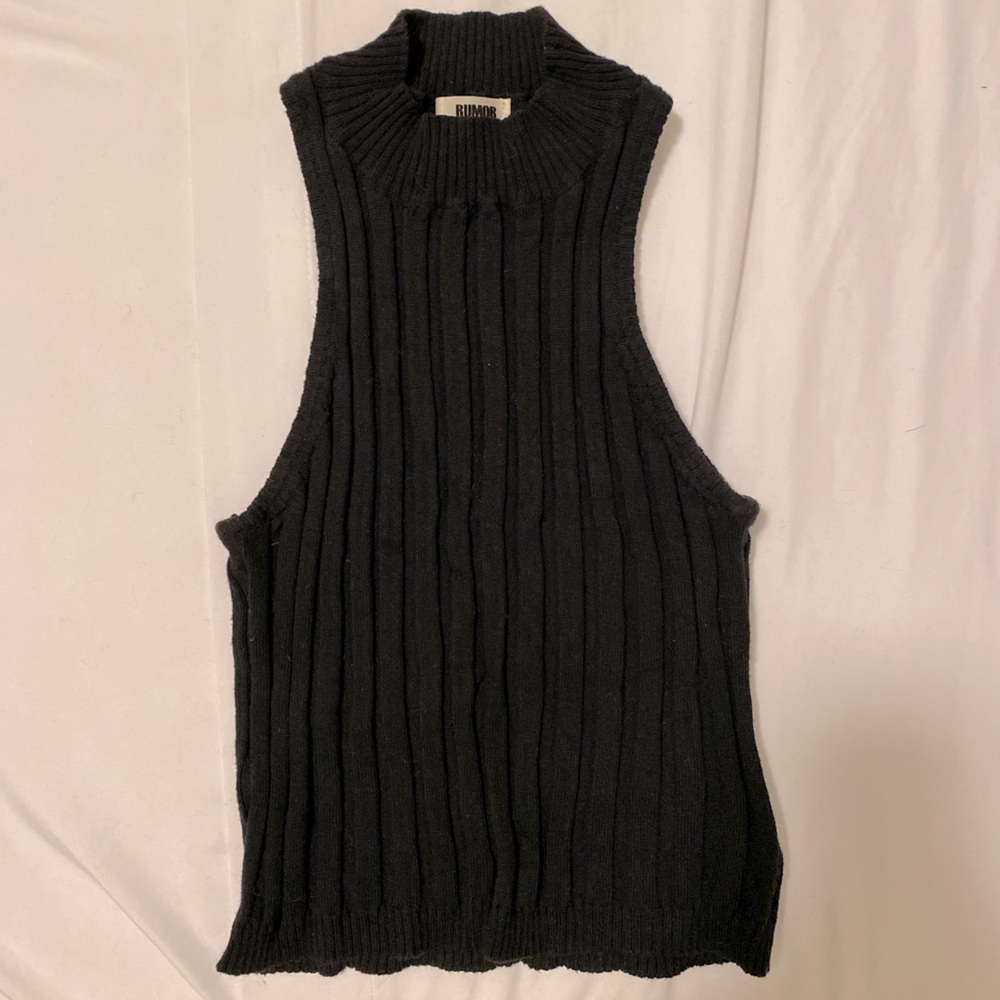 LF Rumour Black Cropped Ribbed Tank